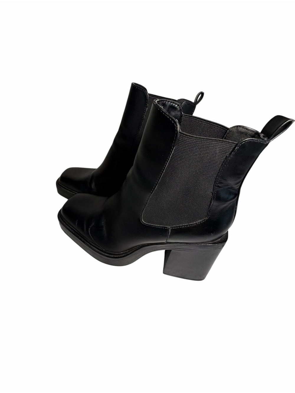 Pull & Bear Women's Black Leather Chelsea Booties Sz 38 (7.5) - Picture 2 of 12